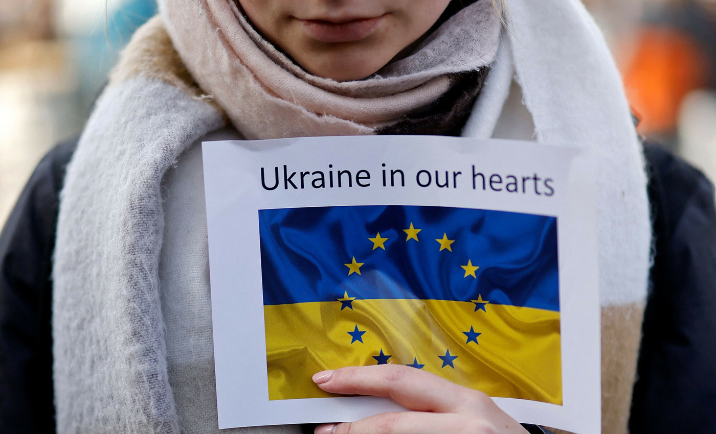 乌克兰人们在巴什科尔托斯坦共和国出来反对俄罗斯的武装侵略