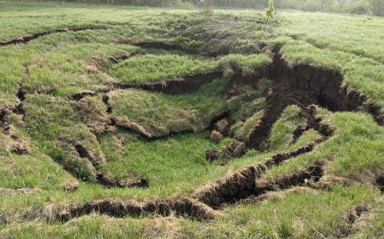 Near the shikhans in the Sterlitamak region, karst failures began to form as a result of barbaric mining